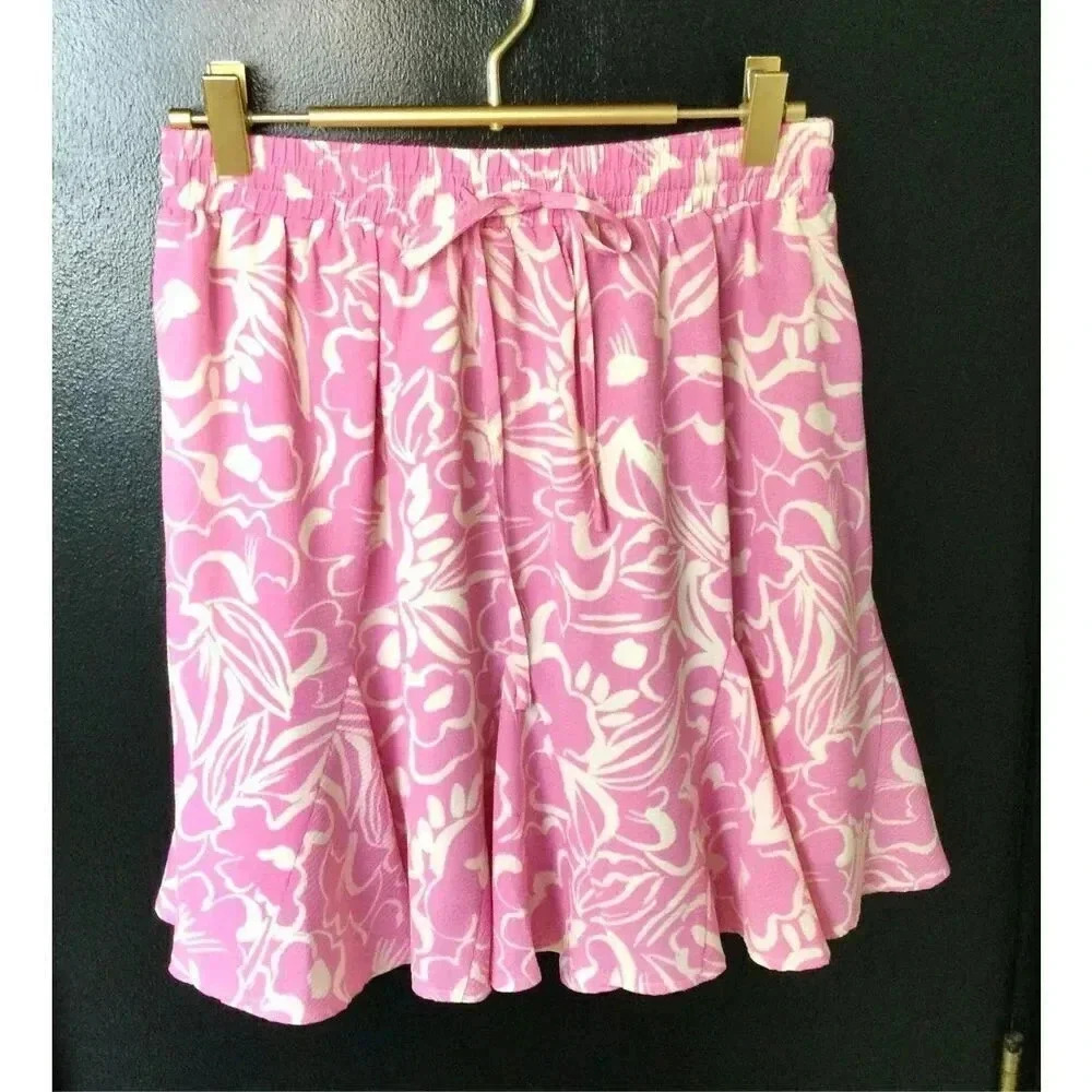 NWT Sugarlips Womens Pink Malia Floral Lowell Fluted‎ Pleated Mini Skirt Medium